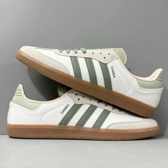 NWT SAMBA OG shock absorption low shoes women US size sneakers white green - Picture 2 of 5